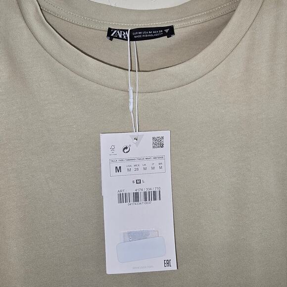 ZARA Beige dress with Shoulder Pads NWT Sz Medium. - Picture 4 of 7